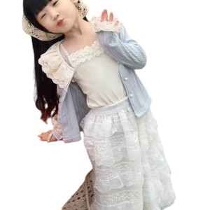 Tongxingyuan Girls Lace Cardigan Cake Skirt Set Spring Autumn Princess Outfit Cotton Children's Clothing - Product Image 5