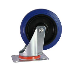 Industrielle Trolley-Rollen aus Weichgummi, mittelschwere, feststellbare, verzinkte Eisenrollen, 4 Zoll, geräuscharm - Product Image 5