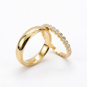 Anillo de Compromiso y Matrimonio Clásico de Oro Amarillo Sólido de 14k con Diamantes Ruyi 2024 para Hombre y Mujer, Certificado por IGI - Product Image 1
