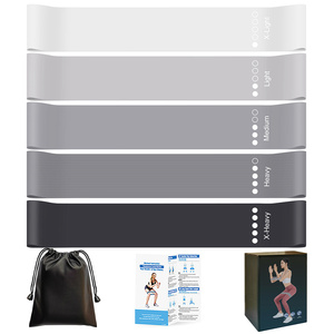 Set di 5 Fasce Elastiche Grigie Sfumate <span class=keywords><strong>per</strong></span> Yoga e Pilates, <span class=keywords><strong>Allenamento</strong></span> di Resistenza <span class=keywords><strong>per</strong></span> Glutei e Gambe, Personalizzabili - Product Image 6