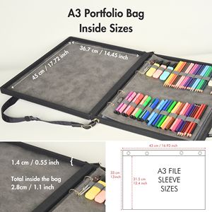 A3 Artist <b>Binder</b> <b>Leather</b> Portfolio for Painters and Art Supplies Featuring a Padfolio <b>Leather</b> Folder and Pencil Bag - Product Image 1