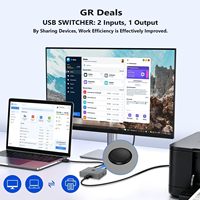 Commutateur USB 3.0 SYONG, commutateur USB bidirectionnel 1 entrée 2 sorties / 2 entrées 1 sortie, commutateur USB en aluminium pour 2 ordinateurs partageant les périphériques USB