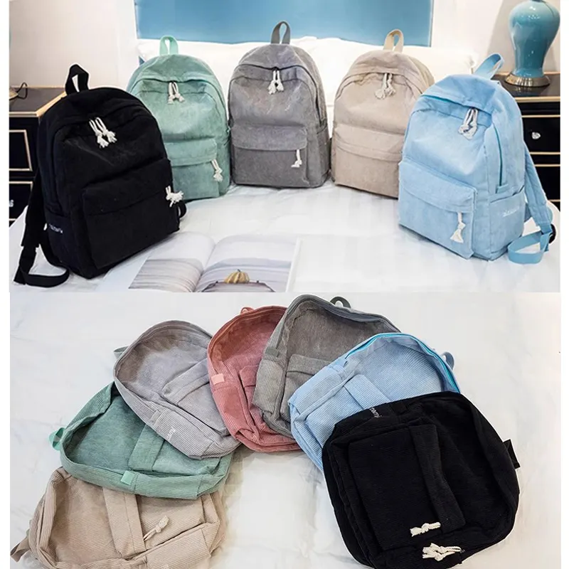 2024 đơn giản nhung ngực Crossbody Túi của phụ nữ Trường Ba Lô Túi Retro Preppy phong cách outdood Kid tùy chỉnh sinh viên Ba lô