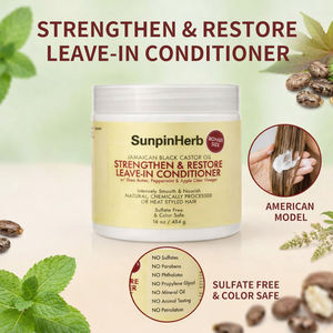 Après-shampoing sans rinçage à l'huile de ricin noire jamaïcaine, beurre de karité et vinaigre de menthe poivrée pour cheveux faibles et abîmés - Product Image 4