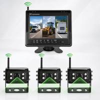 Kit de Monitor de Detección de Punto Ciego Inalámbrico con IA de 7 Pulgadas y 3 Canales, con Sensor AHD, Cámara de Reversa 720P/1080P para Camión, Semirremolque, Autobús