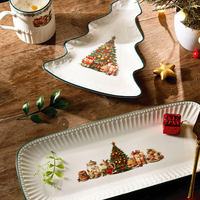 Collection de cadeaux de Noël, décoration personnalisée de style européen, vaisselle en porcelaine de Noël, assiette en céramique, bol, ensembles de vaisselle
