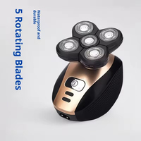 Rasoir électrique rotatif 5 en 1, rechargeable 4D, tondeuse à cheveux et à barbe pour tête chauve, rasoir à double lame lavable