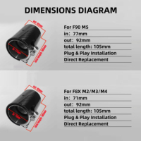 Embout d'échappement DEX pour F87 M2/F80 M3/F82 F83 M4/F90 M5, style performance, en fibre de carbone, embouts de silencieux d'échappement quadruples, embout de tuyau d'échappement