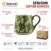 Mug en grès céramique conique 15oz, sans plomb ni cadmium, sans danger pour les aliments, compatible micro-ondes, vert olive, pour hôtels et resorts, personnalisable avec logo, OEM, ODM