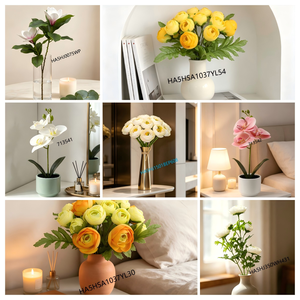 Plante artificielle de jasmin violet clair et de chèvrefeuille dans un <span class=keywords><strong>pot</strong></span> en papier mâché texturé <span class=keywords><strong>pour</strong></span> la décoration du salon, du bureau ou du bureau à domicile - Product Image 3