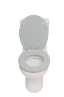 Abattant de toilettes gris en MDF de 18 pouces, design traditionnel, fermeture douce, surface peinte, garantie 1 an, plaque tampon
