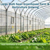 Serre en acier multi-chapelles à profil dentelé intelligent avec tunnels d'accès connectés, film PE agricole, filet d'ombrage et ventilateurs de refroidissement