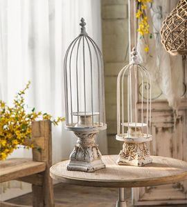 Amerikan vintage beyaz kuş kafesi mumluk romantik mum ışığında masa dekorasyon metal mumluk - Product Image 6