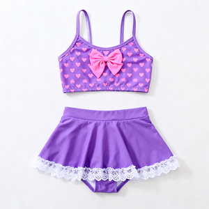 Traje de baño OEKO TEX para niñas, traje de baño con volantes para niños, ropa de baño UV 50, traje de baño personalizado para niños con lazos - Product Image 1