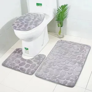 Embossed pebbles coral velvet spot floor mat doormat bathroom water-absorbent foot mats factory direct floor mats set