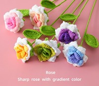 Tournesols Éternels au Crochet Faits Main - Bouquet Artificiel en Polyester à Pétales Pointus et Couleurs Dégradées pour la Saint-Valentin et Noël