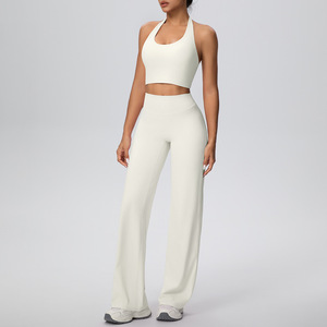 Sexy Backless Yoga Set Women Sports Bra Straight Leg Pants Gym Fitness Wear Seamless Workout Outfit OEM Custom Factory Supply - Product Image 6