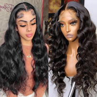 Perruque de cheveux humains indiens bruts, ondulés, 30 pouces, avec frontal en dentelle HD 13x6, non traités, pour revendeurs