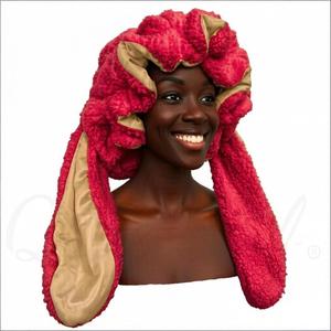 <span class=keywords><strong>Bonnet</strong></span> de nuit en peluche mignon avec oreilles d'animaux pour femmes, doublure en satin soyeux pour protéger les cheveux. Designs de chat, ours, <span class=keywords><strong>panda</strong></span>, vache, lapin, loup, léopard - Product Image 2