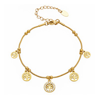 Bracelet tendance en acier inoxydable 316L plaqué or PVD 18 carats avec breloque Arbre de Vie en zircon 5A, ne ternit pas, idéal pour le quotidien et les fêtes, vente en gros