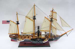 Modèle de bateau à voile en bois USS Michigan, jouet gonflable artisanal, accessoire en provenance du Vietnam - Product Image 4