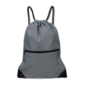 Factory Custom Logo Black <b>Drawstring</b> Backpack <b>Bag</b> Sport Gym Draw String <b>Bag</b> with Zipper Pocket - Product Image 6