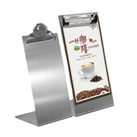 Support de menu en métal personnalisé, porte-affiche de table en acier inoxydable, porte-numéro de table, support de carte de table