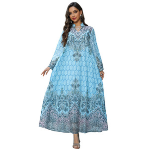 Ab436 Summer Djellaba Folk Costume Vestido estampado bordado Robe - Product Image 5