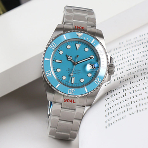 นาฬิกาข้อมือผู้ชาย ขนาด 40 มม. ตัวเรือนสแตนเลส หน้าปัดสีน้ำเงิน ขอบเซรามิก กลไกอัตโนมัติจากญี่ปุ่น NH35 กระจกแซฟไฟร์ แสดงวันที่ - Product Image 1