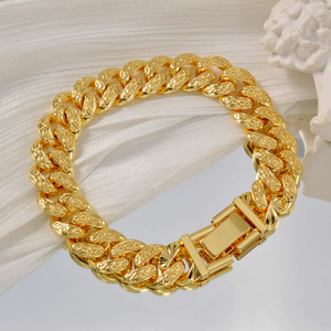 vintage wide swirling textured <b>solid</b> real <b>gold</b> polished sturdy elegant homme unisex factory premium bracelets - Product Image 3