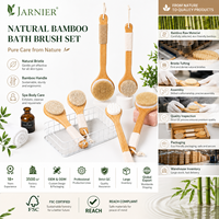 Cepillo de Baño Jarnier FSC de Bambú con Mango Largo para Masaje Corporal en Seco, Cepillo Exfoliante para Celulitis con Cerdas de Jabalí y Cuerda para Dama