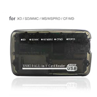 Lector de Tarjetas USB 2.0 Transparente, Dongle para Tarjetas CF, MS, TF, M2, XD, SD, Grabador de Tarjetas de Memoria, 480 Mbps, Adaptador de Transferencia de Datos, Plug and Play