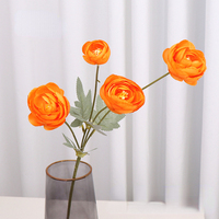Ranunculus artificiel réaliste fait main à 4 têtes, lotus en soie, rose thé pour mariage, Thanksgiving et fête des Mères