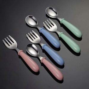 Cartoon Tableware Set Portable 2Pcs Stainless Steel Flatware Set Spoon and Fork Cartoon Cutlery for Children - Product Image 5