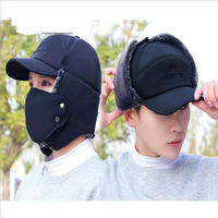 2025 mode noir oreillette épaissi hiver trappeur chapeau hiver extérieur femmes homme chaud casquette de Baseball