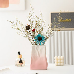 Creative Gradient Ceramic Light Luxury Silver Electroplated Vase Unique Personalized Flower Arrangement Living Room Dining <strong>Table</strong> - Product Image 4