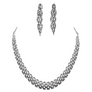 Exquisite Silver Plated <b>Crystal</b> Rhinestone Necklace and Earring <b>Set</b> Marquise Cut Wedding Jewelry for Women - Product Image 2