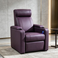 Fauteuil inclinable pour salon, fauteuil rembourré avec porte-gobelet et repose-pieds extensible pour home cinéma