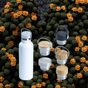 Botella de agua deportiva de aluminio ecológica con tapa de bambú sostenible Vasos promocionales con construcción de acero inoxidable - Product Image 3