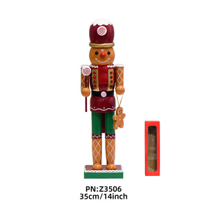 Vendita calda decorazione natalizia 35cm in legno di pan di zenzero uomo bambola schiaccianoci con Candy Cane pan di zenzero dipinto a mano eco-friendly - Product Image 4