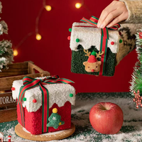 Coffret cadeau de Noël en flanelle de luxe Sac de pomme de Noël Boîtes d'emballage de Noël pour bonbons à la pomme