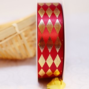 Cinta de Poliéster con Diseño Argyle y Lámina Dorada de 2.5cm x 25 Yardas, con Logotipo Personalizado, Estilo <span class=keywords><strong>Glam</strong></span> <span class=keywords><strong>Chic</strong></span>, para Decoración de Fiestas y Envoltura de Regalos - Product Image 4