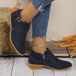<span class=keywords><strong>Botas</strong></span> de Invierno Xuanhui con Punta Redonda para <span class=keywords><strong>Mujer</strong></span>, Botines de Moda con Tacón Cuadrado y Cierre Lateral para Otoño - Product Image 6
