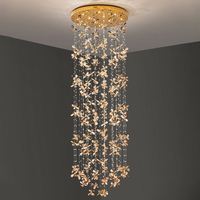 Lustre en cristal doré de luxe, design simple, pendentif en forme de fleur, lampe de plafond pour salon, hall d'hôtel, installation de projet