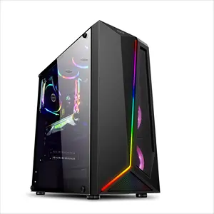Vendita calda Gaming Desktop di Case Del Computer con la striscia del LED e gli appassionati di RGB
