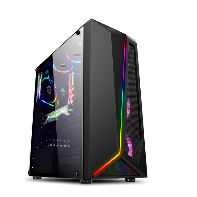 Hot Sale Desktop Gaming Computer Case with LED Strip and RGB Fans