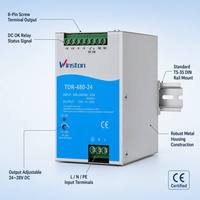 Alimentation industrielle 480W 24V 20A sur rail DIN, CA-CC, sortie unique, PFC actif, 92,5% d'efficacité élevée, protection complète, CE
