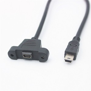 <b>Mini</b> <b>USB</b> <b>To</b> <b>USB</b> Extension Cable <b>Mini</b> 5P Male <b>To</b> Female With Screw Mounting - Product Image 2