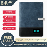 Lampu Led kustom Notebook Logo dengan Power bank dan USB Disk buku harian Agenda untuk hadiah promosi alat tulis