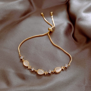 Pulsera De <span class=keywords><strong>Opalo</strong></span> De 14K, cadena De oro De ópalo en forma De pez, Circonia cúbica, diamantes, brazaletes De tenis ajustables - Product Image 1